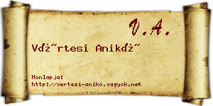 Vértesi Anikó névjegykártya