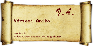 Vértesi Anikó névjegykártya